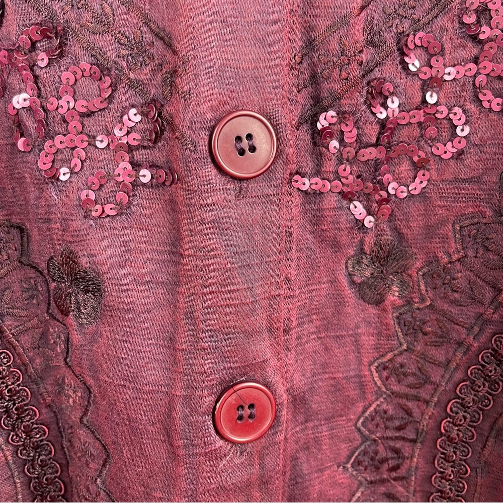 Asha Marie Western Sequin Embroidered Button-Down Shirt Women’s Size M - Picture 12 of 14